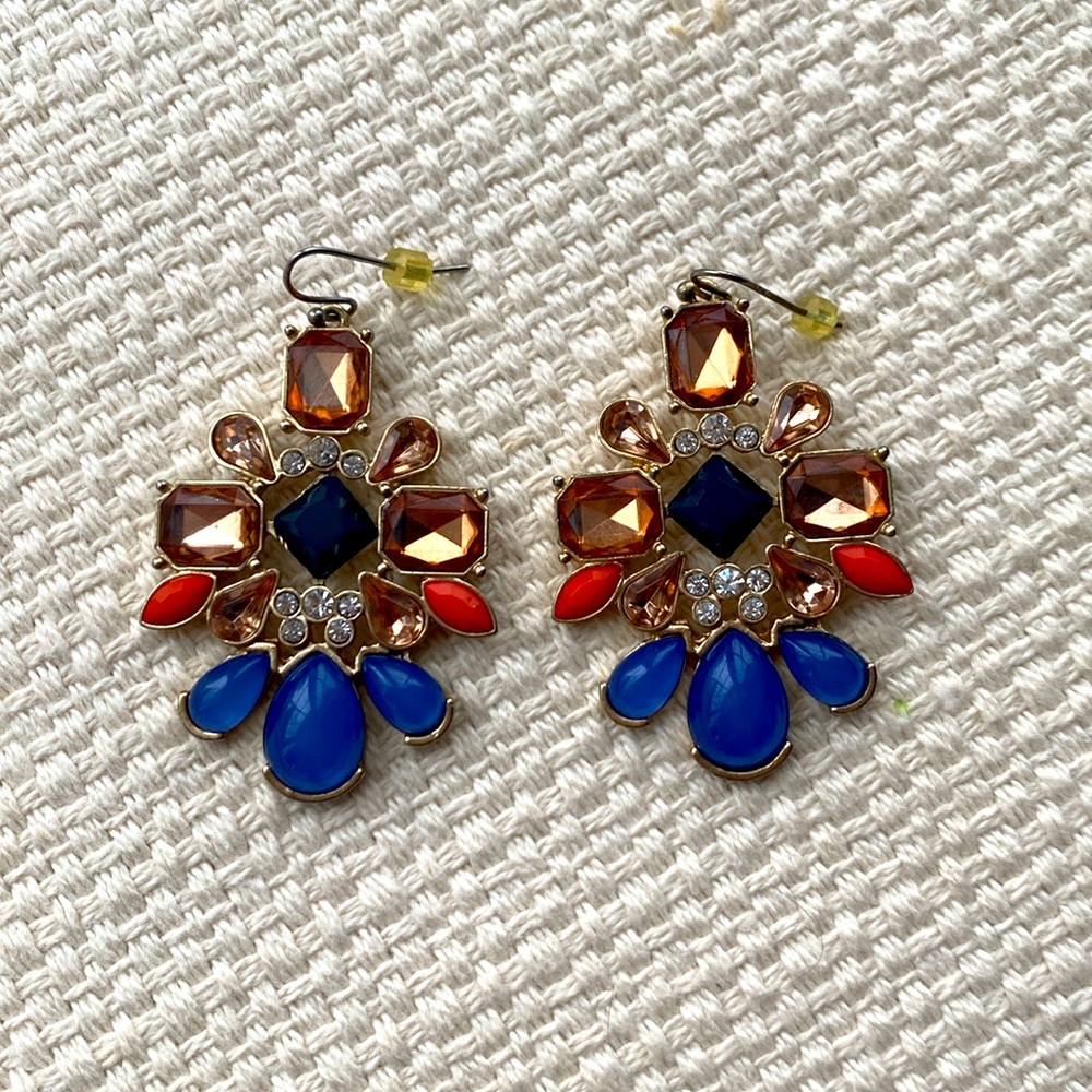 Blue and orange detailed earrings